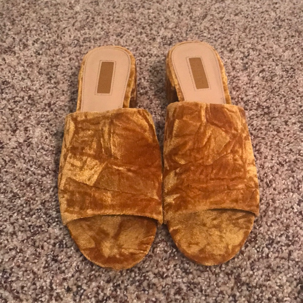 Mustard Velvet Mules